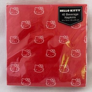 Sanrio Hello Kitty 40 Beverage Cocktail Paper Napkins Classic Red 10”x10” NEW